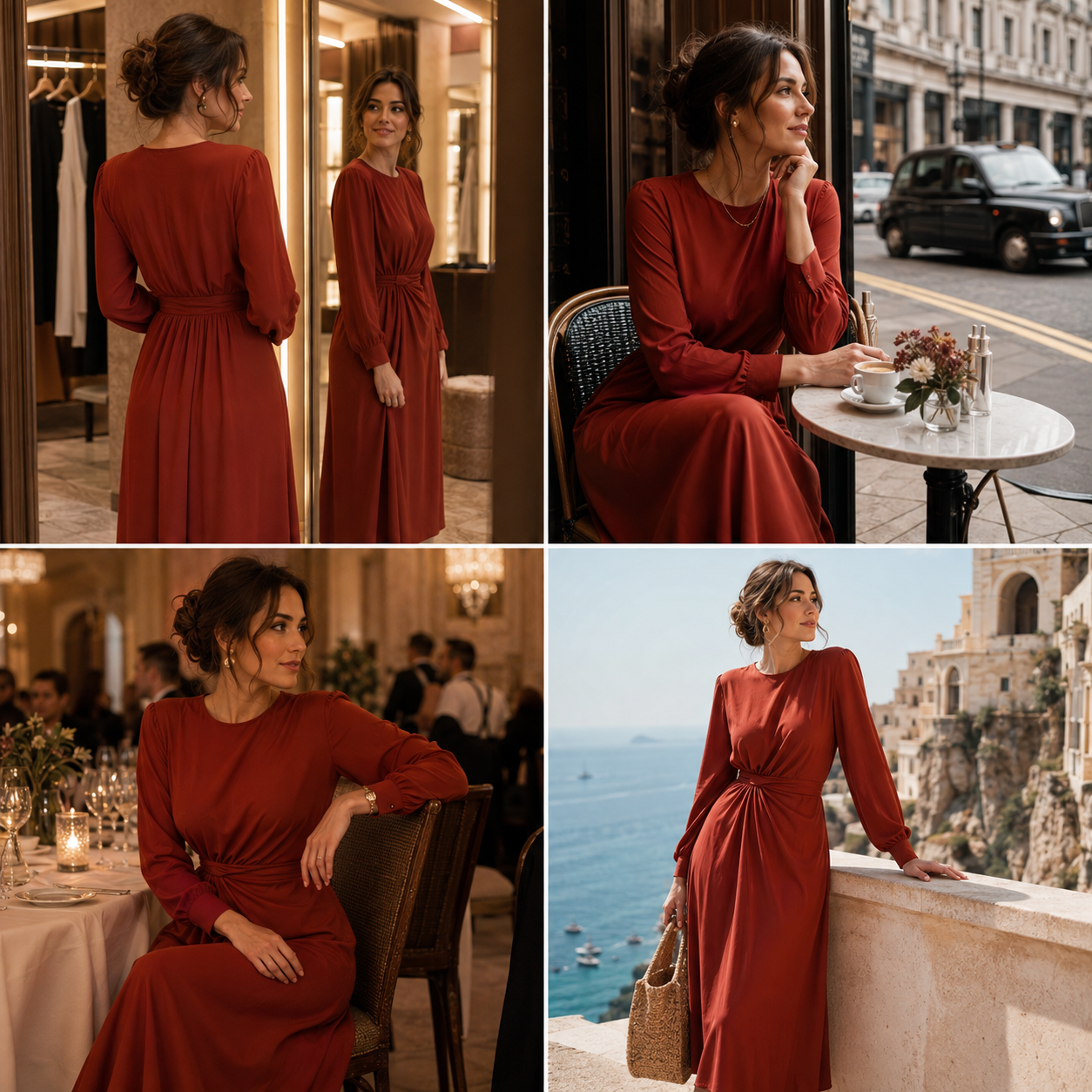 Concept campaign showing one outfit across four digital lifestyle settings