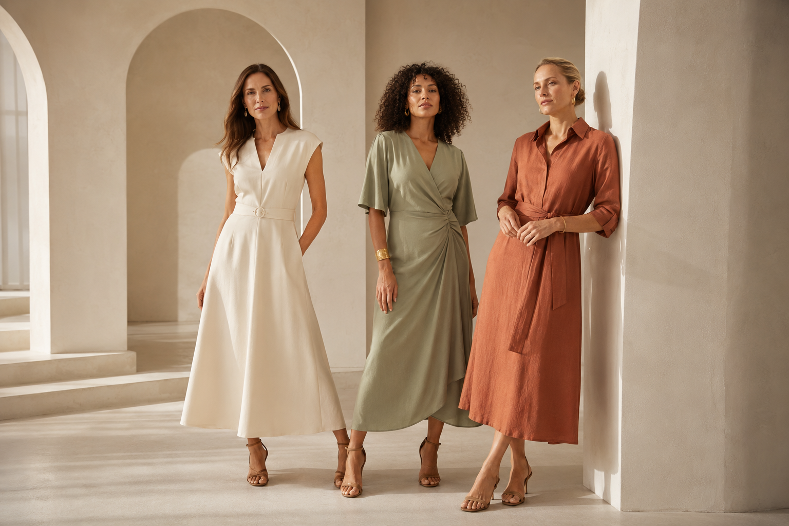 Concept fashion campaign featuring adult models in boutique clothing